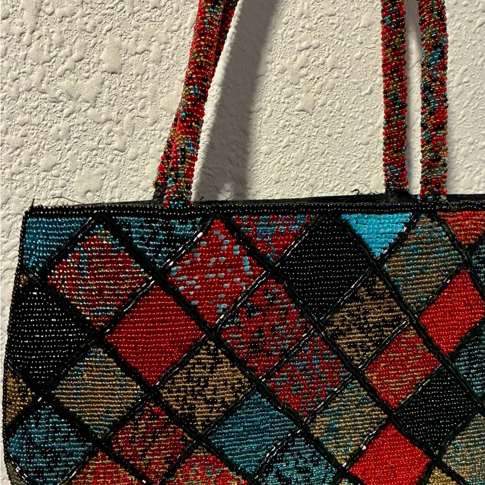ERMO Beaded Mosaic Patchwork Bag - Harlequin Multi-Color